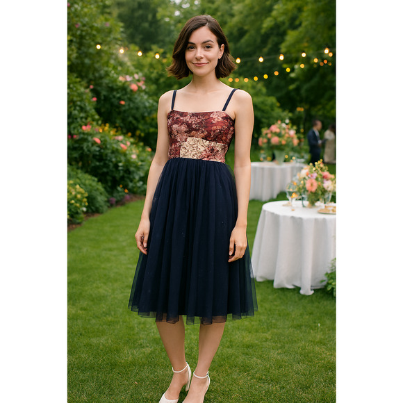 Moulinette Soeurs Dresses & Skirts - Anthropologie Moulinette Soeurs Tulle Floral Brocade Dress Womens Size 2P Prom